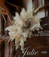 Load image into Gallery viewer, Rustic wooden easel with boho flowers - Welcome sign - HIRE ONLY
