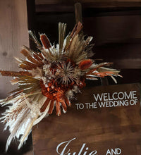 Load image into Gallery viewer, Rustic wooden easel with rustic medium flowers - Welcome sign - HIRE ONLY
