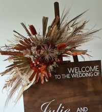 Load image into Gallery viewer, Rustic wooden easel with rustic medium flowers - Welcome sign - HIRE ONLY
