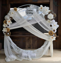 Load image into Gallery viewer, White double circle backdrop package w flowers and plinth - HIRE ONLY
