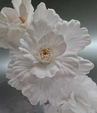 Load image into Gallery viewer, White &amp; blue double circle backdrop package w flowers and plinth - HIRE ONLY
