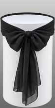 Load image into Gallery viewer, White cylinder plinth cake or flower stand - 90cm with bow - HIRE ONLY
