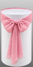 Load image into Gallery viewer, White cylinder plinth cake or flower stand - 90cm with bow - HIRE ONLY
