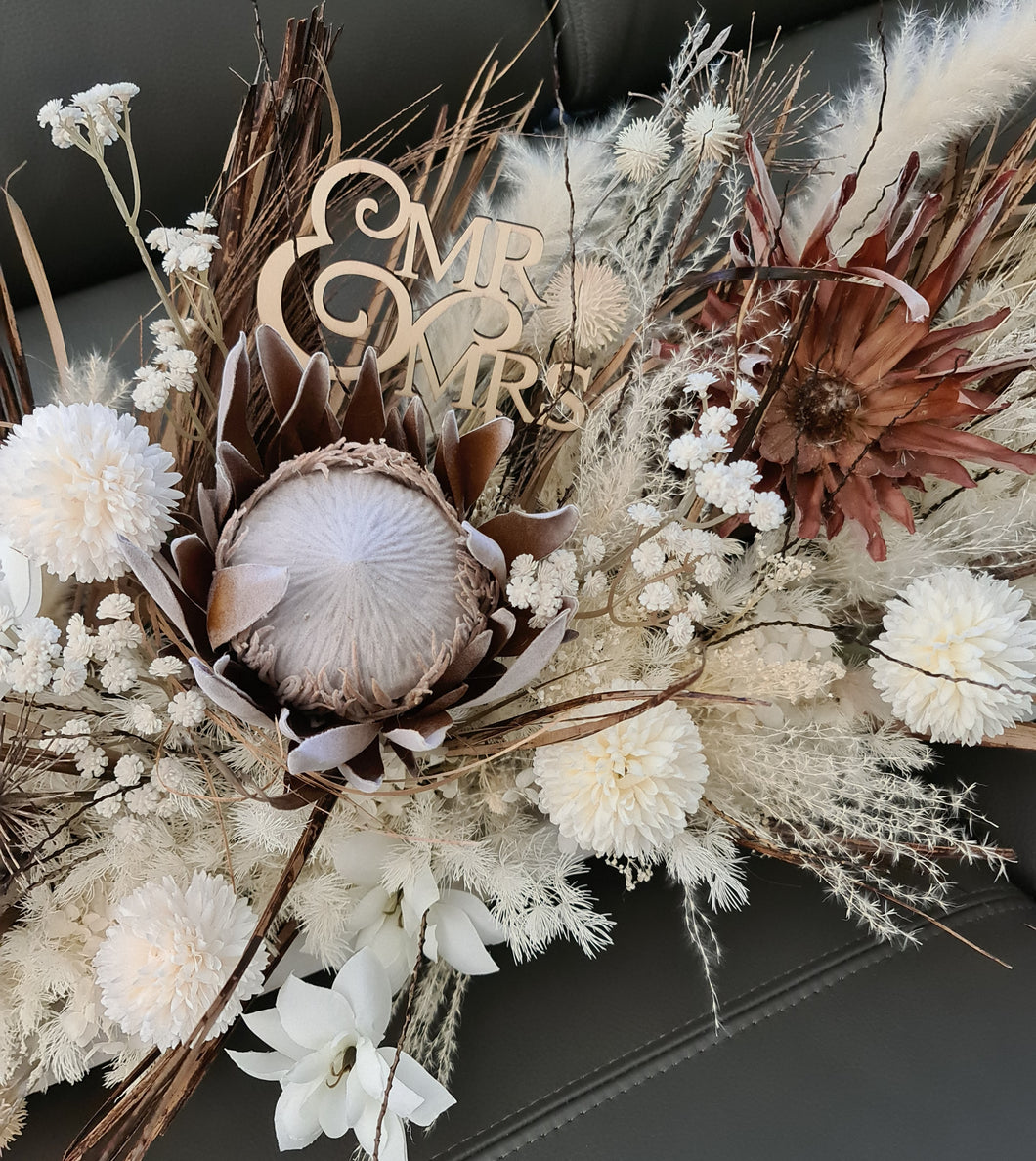 Boho Style Bride & Groom Table flowers – 2.5m long