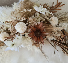 Load image into Gallery viewer, Boho Rustic welcome sign flowers, arbour, easel, backdrop - HIRE ONLY

