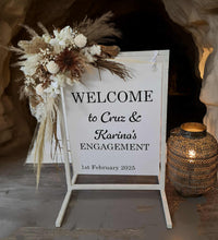 Load image into Gallery viewer, Boho Rustic welcome sign flowers &amp; welcome frame - HIRE ONLY
