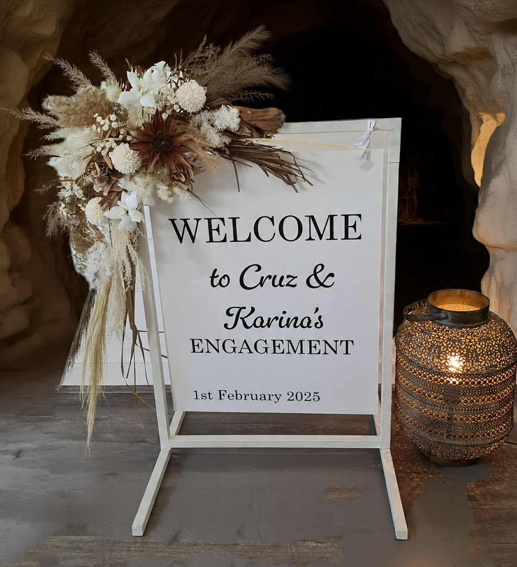 Boho Rustic welcome sign flowers & welcome frame - HIRE ONLY