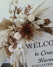 Load image into Gallery viewer, Boho Rustic welcome sign flowers &amp; welcome frame - HIRE ONLY
