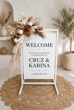 Load image into Gallery viewer, Boho Rustic welcome sign flowers &amp; welcome frame - HIRE ONLY
