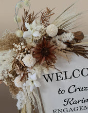 Load image into Gallery viewer, Boho Rustic welcome sign flowers &amp; welcome frame - HIRE ONLY
