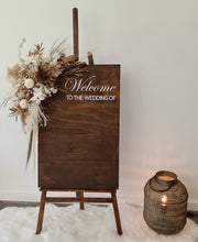 Load image into Gallery viewer, Boho Rustic welcome sign flowers &amp; easel - HIRE ONLY
