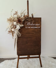 Load image into Gallery viewer, Boho Rustic welcome sign flowers &amp; easel - HIRE ONLY
