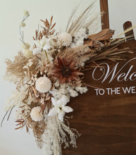 Load image into Gallery viewer, Boho Rustic welcome sign flowers &amp; easel - HIRE ONLY
