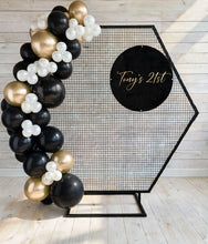 Load image into Gallery viewer, Black Hexagonal mesh backdrop - HIRE ONLY
