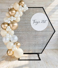 Load image into Gallery viewer, Black Hexagonal mesh backdrop - HIRE ONLY
