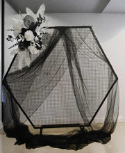 Load image into Gallery viewer, Black hexagonal backdrop &amp; flowers - HIRE ONLY
