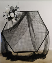 Load image into Gallery viewer, Black hexagonal backdrop &amp; flowers - HIRE ONLY

