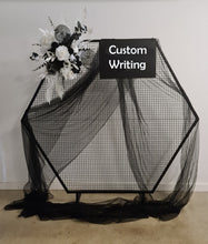 Load image into Gallery viewer, Black hexagonal backdrop &amp; flowers - HIRE ONLY
