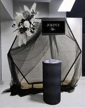 Load image into Gallery viewer, Black &amp; white Blokes Birthday package w wheels cake stand - HIRE ONLY
