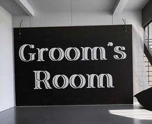Load image into Gallery viewer, Grooms Preparation Room – Black acrylic board - HIRE ONLY

