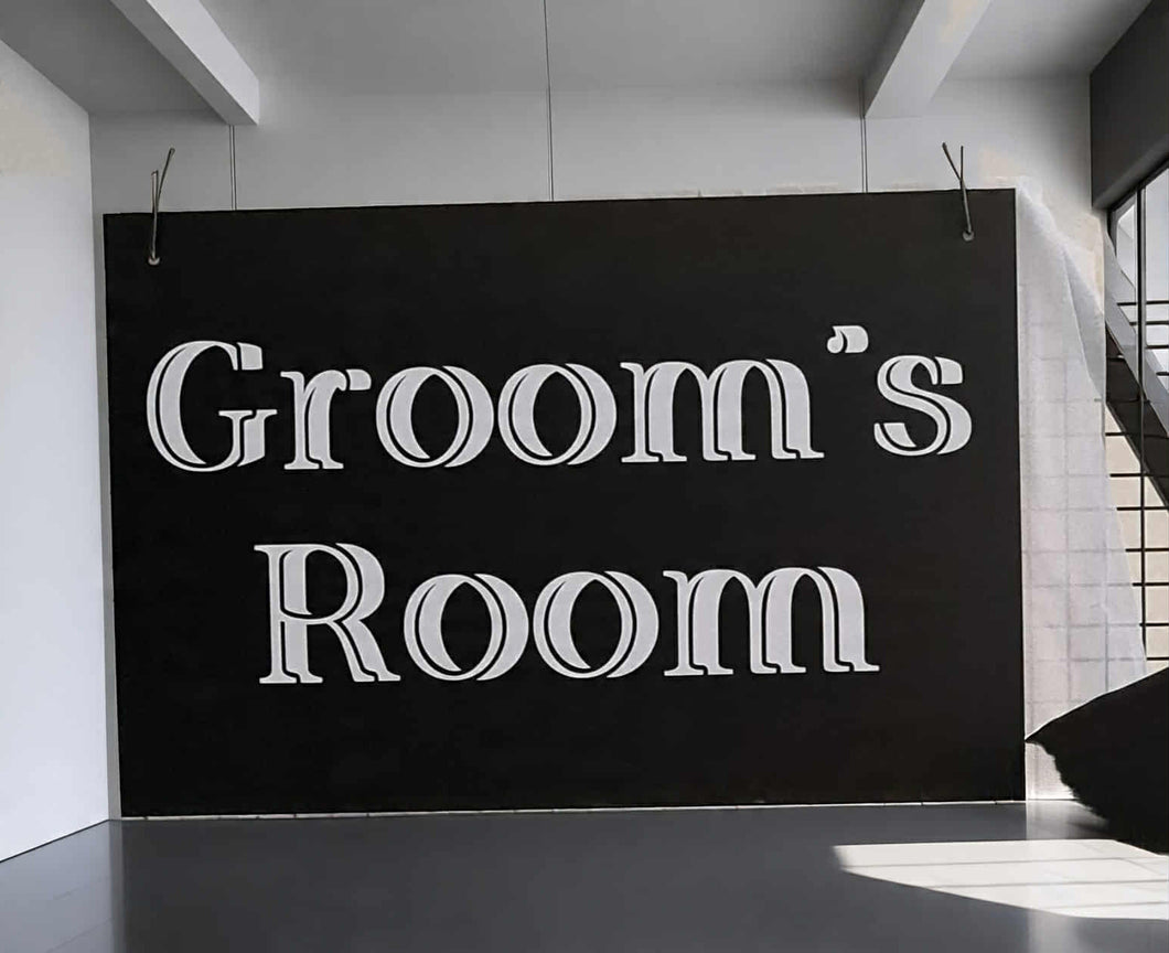 Grooms Preparation Room – Black acrylic board - HIRE ONLY
