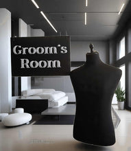 Load image into Gallery viewer, Grooms Preparation Room – Black acrylic board - HIRE ONLY

