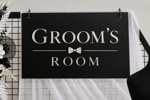 Load image into Gallery viewer, Grooms Preparation Room – Black acrylic board ONLY - HIRE ONLY
