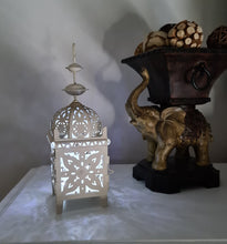 Load image into Gallery viewer, White boho table lantern - SMALL - HIRE ONLY
