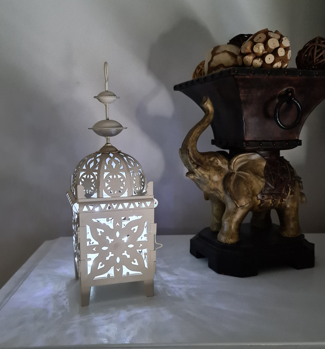 White boho table lantern - SMALL - HIRE ONLY