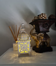Load image into Gallery viewer, White boho table lantern - SMALL - HIRE ONLY
