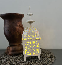 Load image into Gallery viewer, White boho table lantern - SMALL - HIRE ONLY
