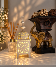 Load image into Gallery viewer, White boho table lantern - SMALL - HIRE ONLY

