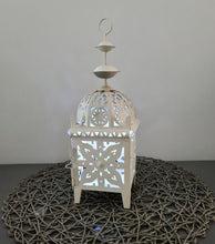 Load image into Gallery viewer, White boho table lantern - SMALL - HIRE ONLY
