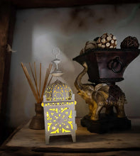 Load image into Gallery viewer, White boho table lantern - SMALL - HIRE ONLY
