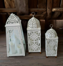 Load image into Gallery viewer, White boho lantern – MEDIUM - HIRE ONLY
