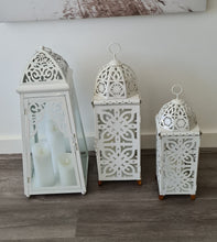 Load image into Gallery viewer, White boho lantern – MEDIUM - HIRE ONLY
