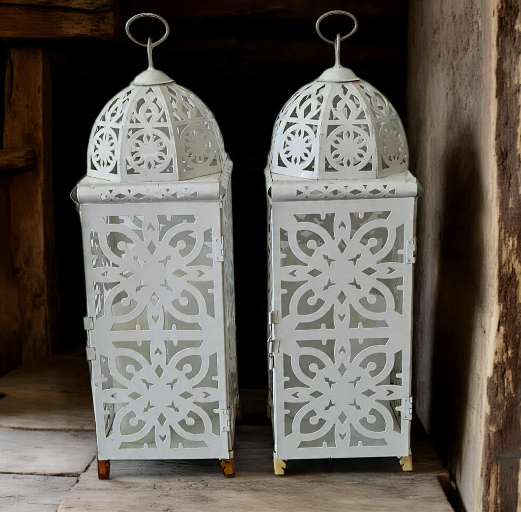White boho lantern – LARGE - HIRE ONLY