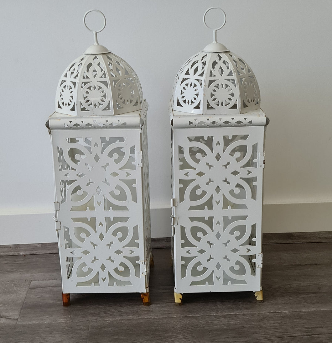White boho lantern – LARGE - HIRE ONLY