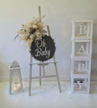 Load image into Gallery viewer, Boho neutral Baby Shower welcome sign &amp; lantern - HIRE ONLY
