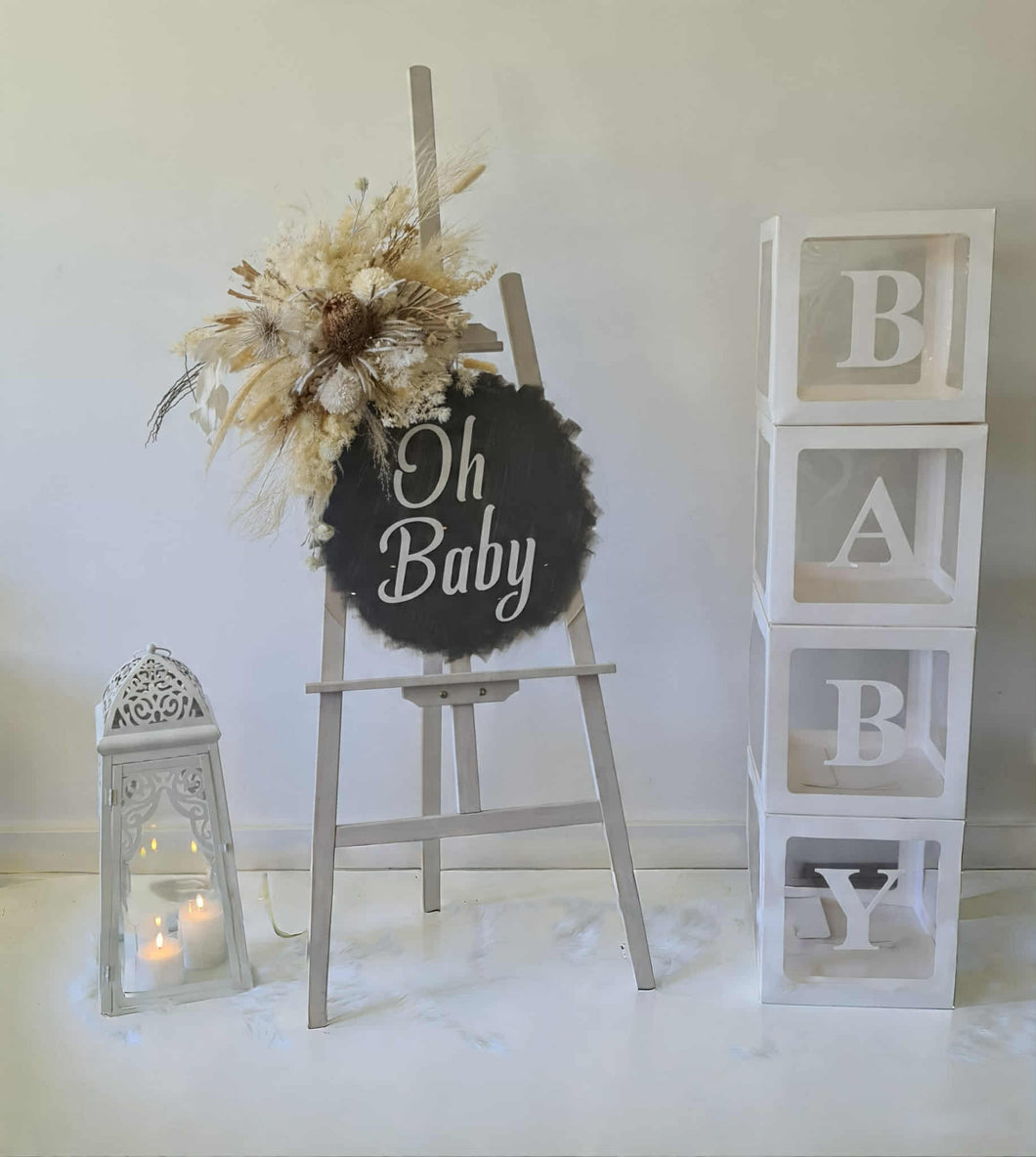 Boho neutral Baby Shower welcome sign & lantern - HIRE ONLY