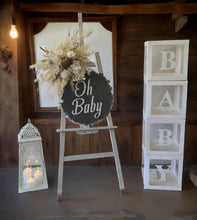 Load image into Gallery viewer, Boho neutral Baby Shower welcome sign &amp; lantern - HIRE ONLY
