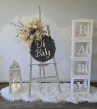 Load image into Gallery viewer, Boho neutral Baby Shower welcome sign &amp; lantern - HIRE ONLY

