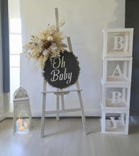 Load image into Gallery viewer, Boho neutral Baby Shower welcome sign &amp; lantern - HIRE ONLY
