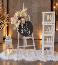 Load image into Gallery viewer, Boho neutral Baby Shower welcome sign &amp; lantern - HIRE ONLY
