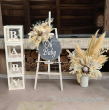 Load image into Gallery viewer, Boho neutral Baby Shower welcome sign &amp; small urn - HIRE ONLY
