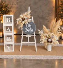 Load image into Gallery viewer, Boho neutral Baby Shower welcome sign &amp; small urn - HIRE ONLY
