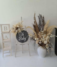 Load image into Gallery viewer, Boho neutral Baby Shower welcome sign &amp; medium urn - HIRE ONLY
