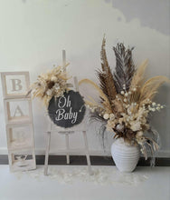 Load image into Gallery viewer, Boho neutral Baby Shower welcome sign &amp; medium urn - HIRE ONLY
