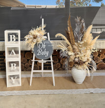 Load image into Gallery viewer, Boho neutral Baby Shower welcome sign &amp; medium urn - HIRE ONLY
