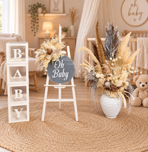 Load image into Gallery viewer, Boho neutral Baby Shower welcome sign &amp; medium urn - HIRE ONLY
